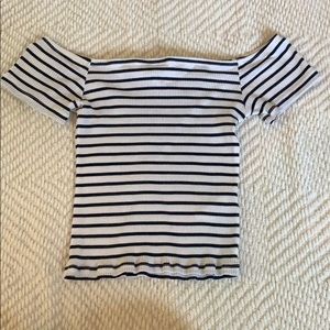 Striped Off the Shoulder Crop Top